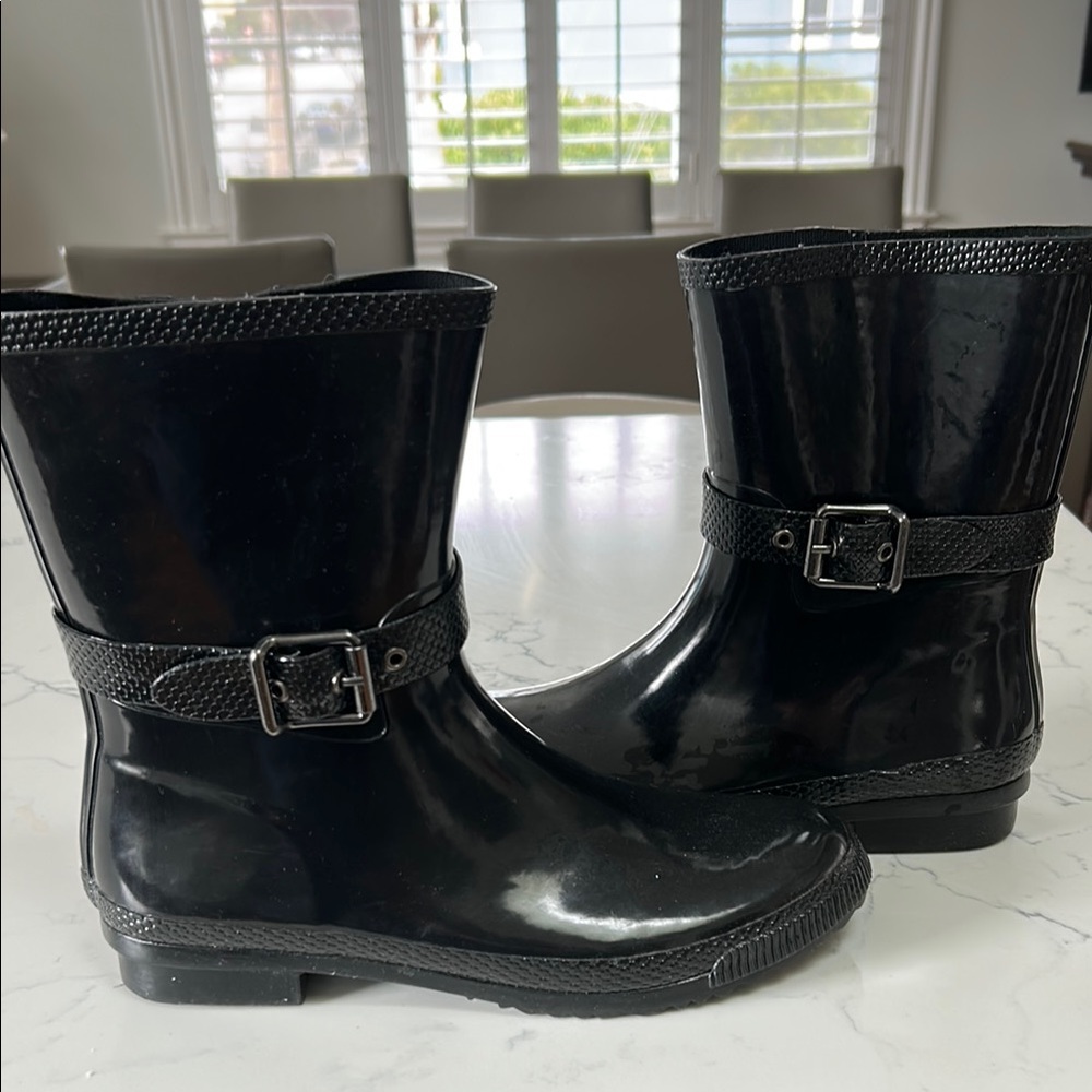 Black Rain Boots with Buckle